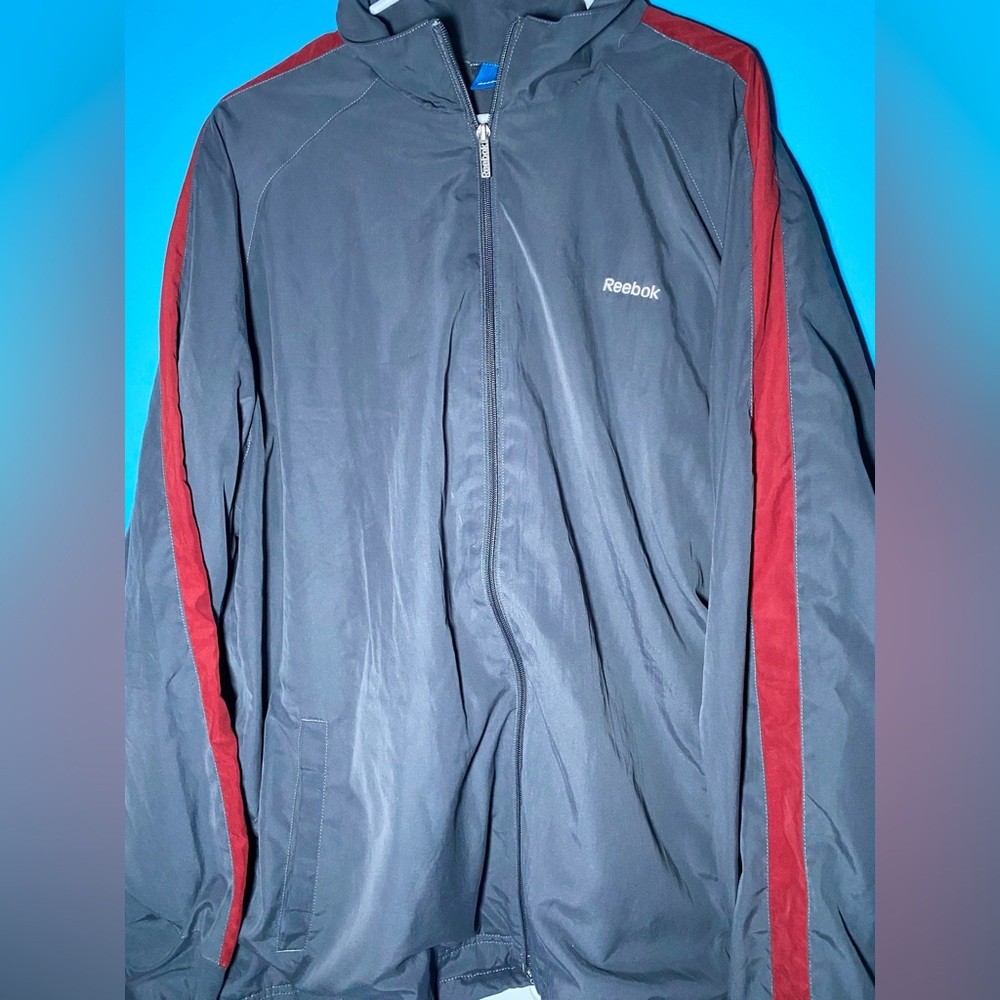 Reebok Jacket Men Red/Gray‎ Lining Windbreaker Full Zip XL